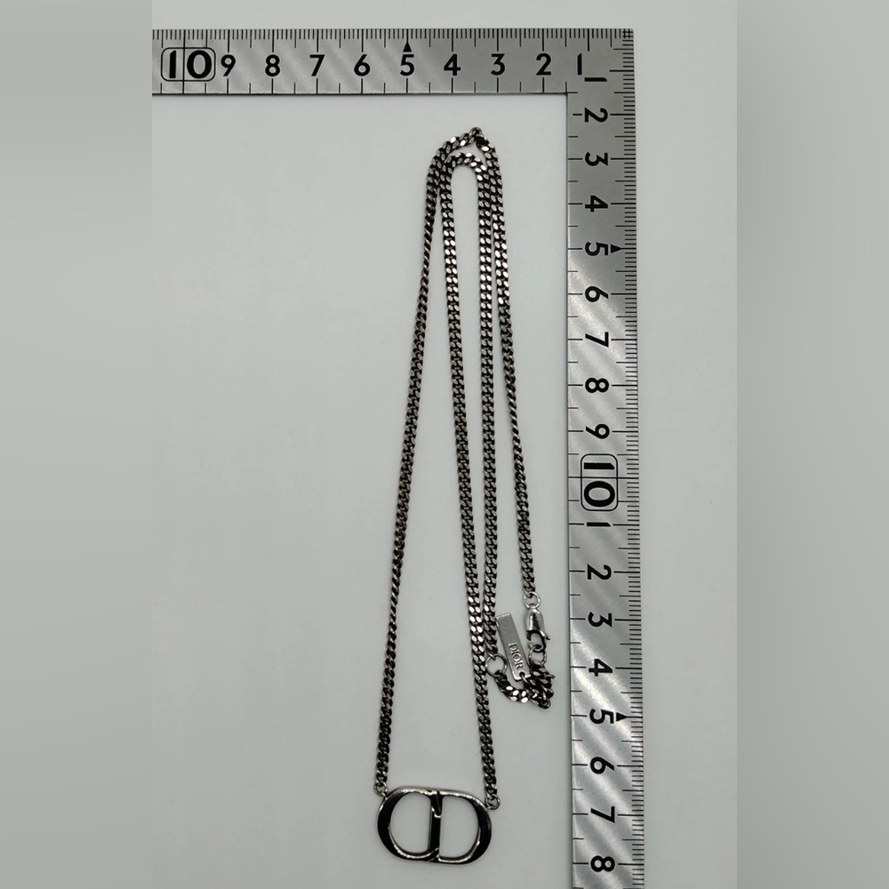 Christian Dior Necklace Silver Authentic Classic CD - Picture 13 of 14